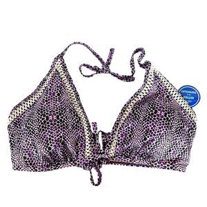 NWT Swimsuitsforall Purple White Bikini Top Women's 12